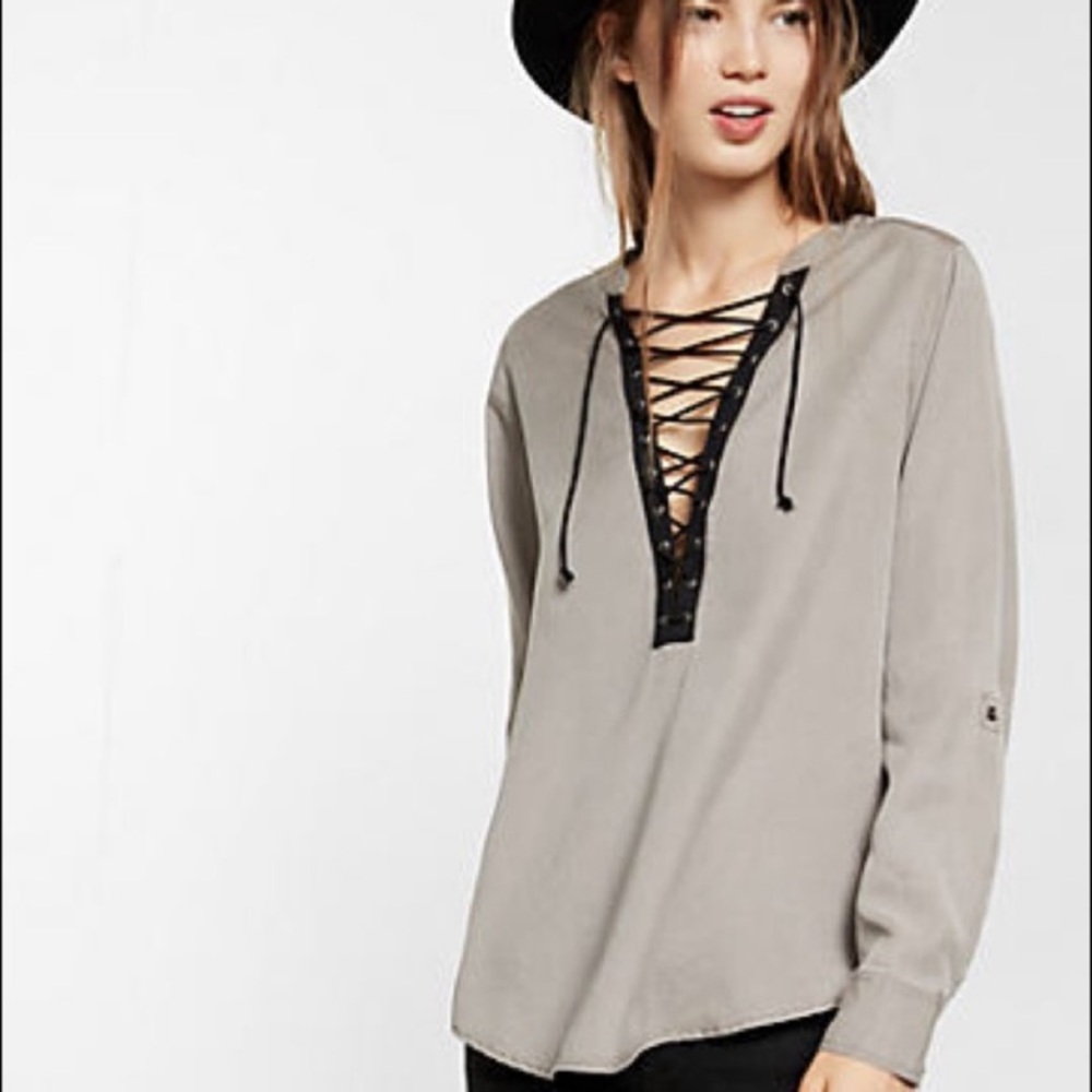 Express Lyocell Lace Up Top